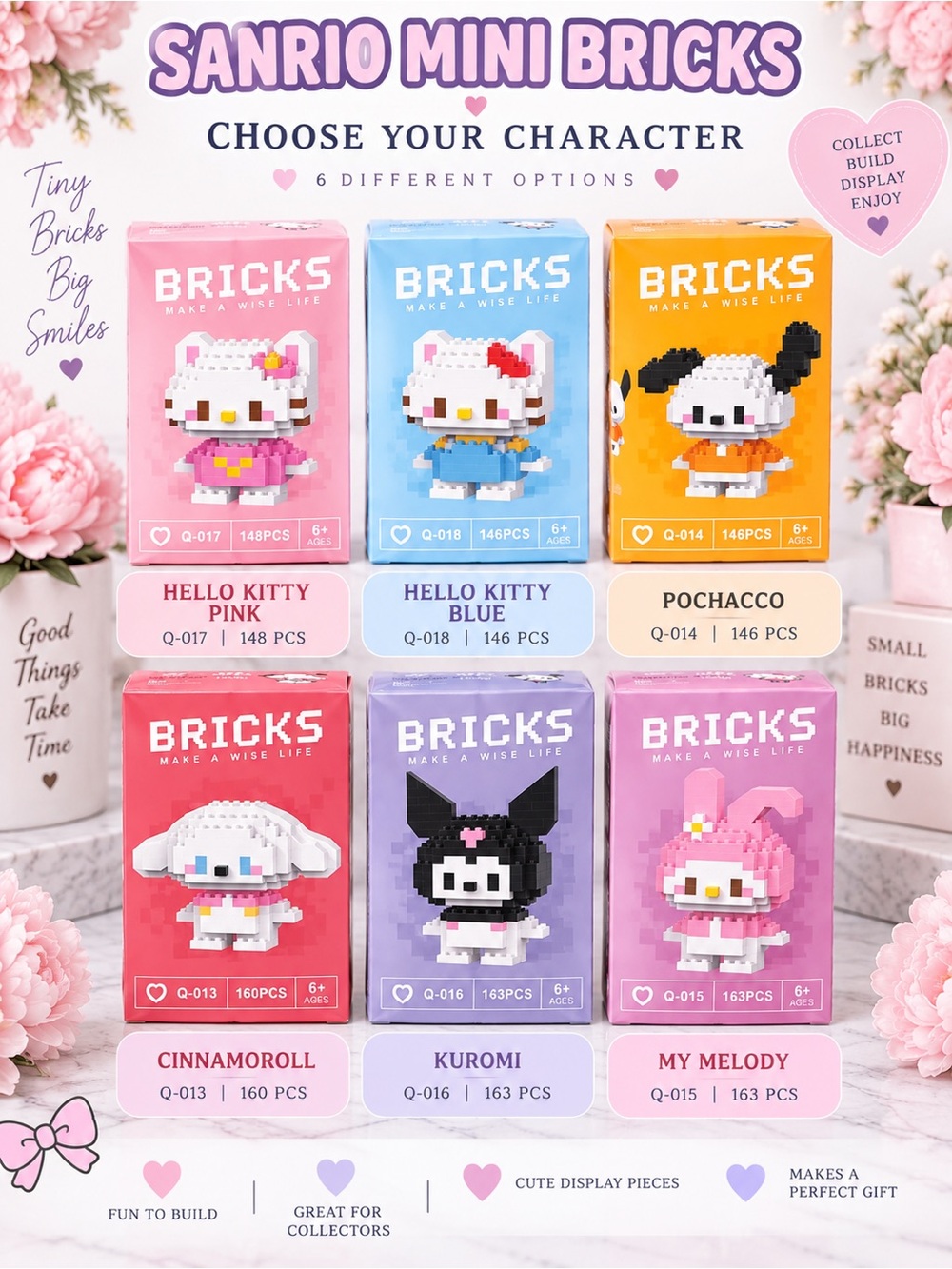 Sanrio Mini Bricks Collectible Character Building Set - Pink NIB - Picture 5 of 6